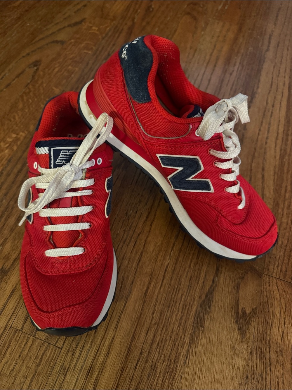 New Balance | Women's Iconic Red/Navy 574 Sneakers-Size 8